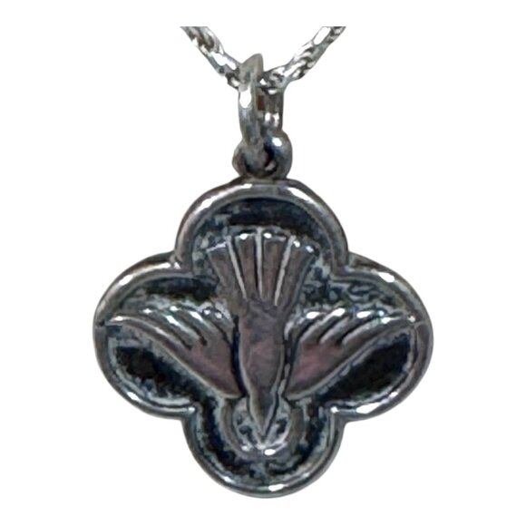 Vintage James Avery Sterling Silver Descending Dove Pendant Necklace Religious - Picture 3 of 14